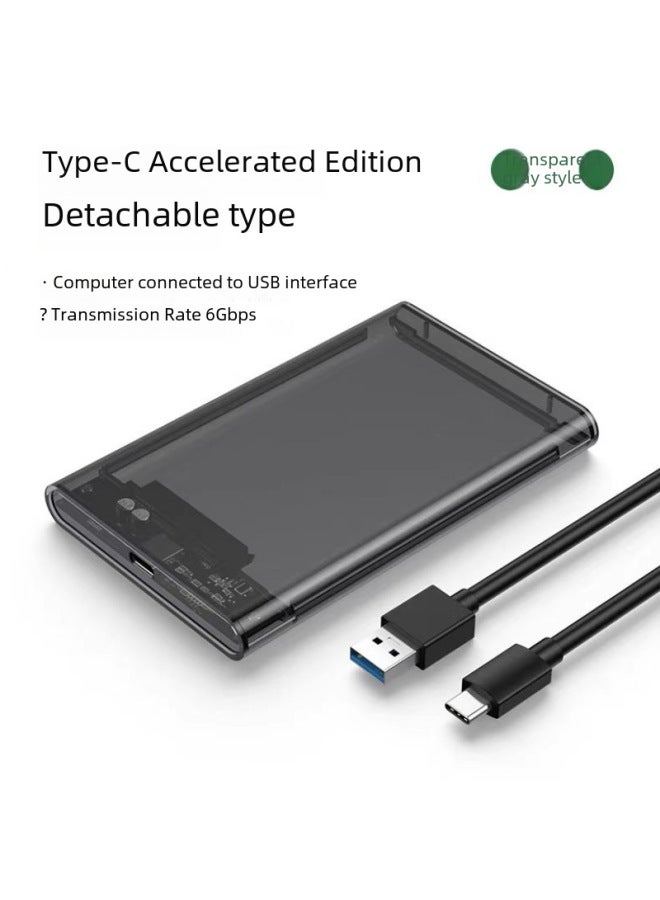 2.5 Inch Mobile Hard Disk Box USB3.0 Serial Port Solid State Mechanical Notebook Hard Disk USB3.0 To SATA-Color:3.1 Transparent Gray C- C - Image 4